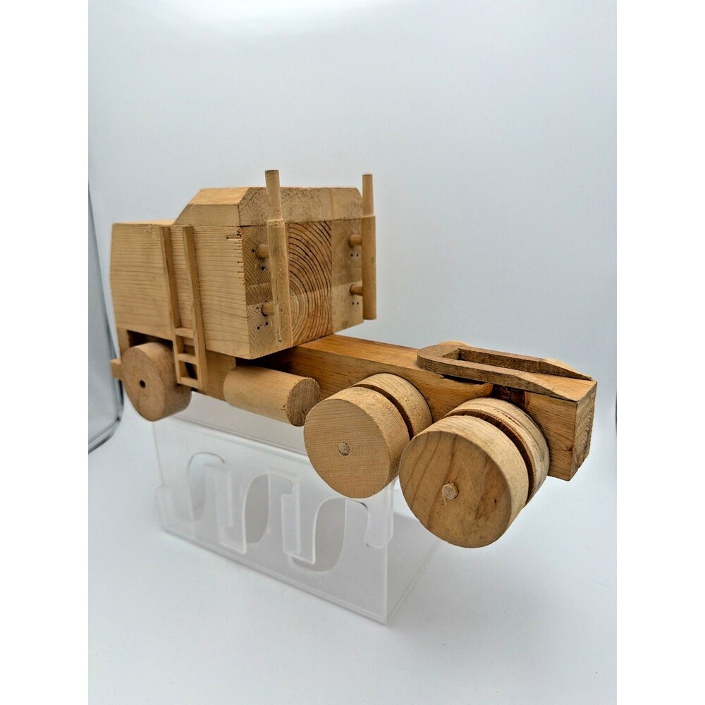 Handmade Wooden Toy Truck Vintage Rustic Folk Art Wood Vehicle Decor